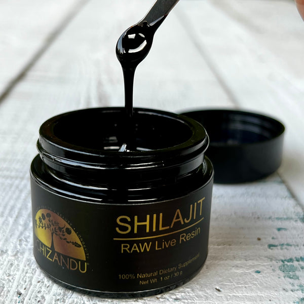 Pure raw live Shilajit resin, rich in fulvic acid and 84+ minerals, sourced naturally for optimal health benefits.